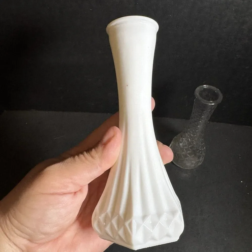 Two Vintage Glass Flower Bud Vases [Item 0190]